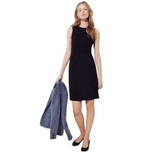 Ann Taylor LOFT Black Sheath Dress Size 10 Sleeveless Career Office Stretch